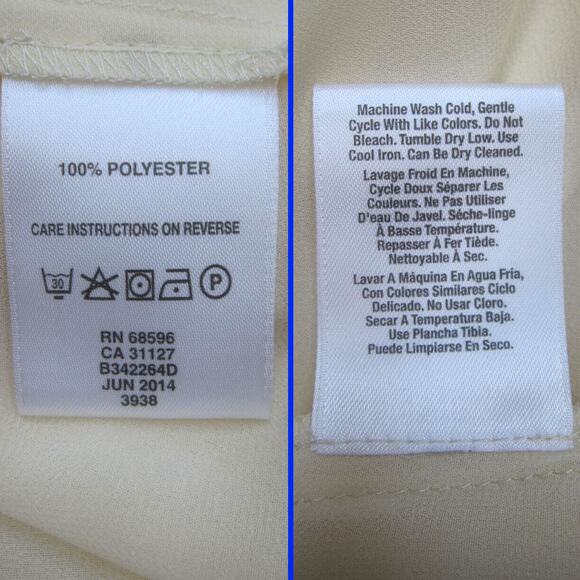 DKNYC Layered Button Down Tunic Sz S Buttercream Blouse Band Collar Long Sleeve - Picture 7 of 8